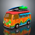 minibus minivan driverless bus school bus van box car 3d model
