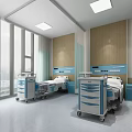 Modern Spacious Hospital Ward Interior With Patient Beds Medical Carts And Large Windows