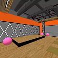 Fitness Studio Interior With Wooden Floor Green Yoga Mats And Pink Black Exercise Balls
