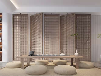 Japanese Style Tea Room Tea Table Combination Tea Table Combination Tea Room Tatami Tea Table 3d model