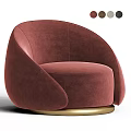 Modern Single Sofa with Curved Design Velvet Upholstery and Gold Metal Base in Multiple Colors