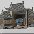 Traditional Chinese Ancient Building Featuring Tiled Roof Curved Eaves Wooden Plaque And Stone Carvings