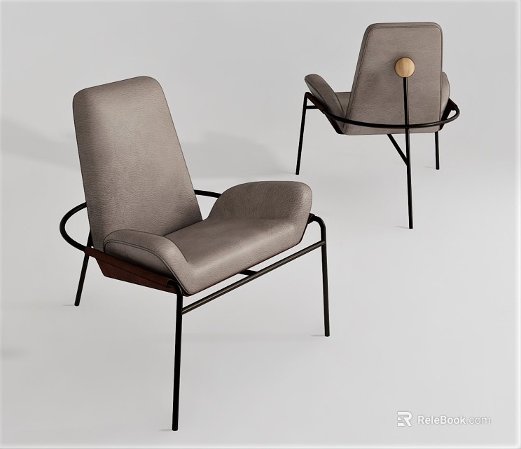 Comfortable Modern Single Sofa With Gray Fabric Upholstery Metal Frame And Sleek Design 3d model 