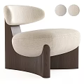 Modern Single Chair With Beige Fabric Seat And Dark Brown Wooden Frame