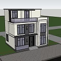 Modern Two Story Detached Villa With Large Windows Balcony And Greenery