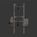 Rustic Iron Weapon With Spoked Wheels And Metal Frame Mechanical Design