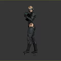 Futuristic Female Warrior In Cybernetic Armor With Advanced Energy Weapon