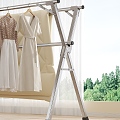 Household stainless steel folding floor drying rack 3d model