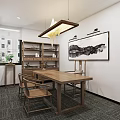 Modern Public Office Space With Computer Monitors Office Chairs Green Signs And Window Lighting
