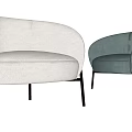 Two Modern Elegant Armchairs With Light Gray Dark Green Velvet Fabric And Gold Metal Legs