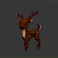 Brown Deer Figurine With White Belly And Spots In Standing Pose On Dark Background