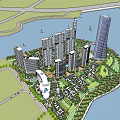 Modern Aerial View Riverside Community Planning Large 3d model