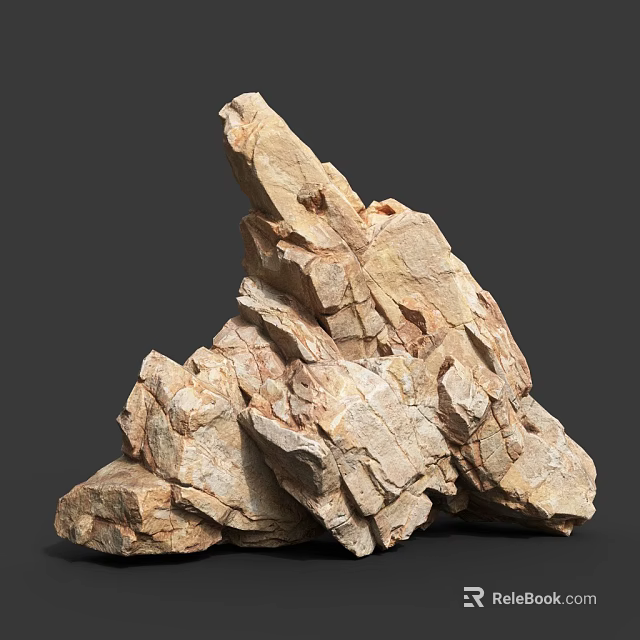 Natural Rock Formation With Rough Textured Surface And Layered Stone Structure Details 3d model 