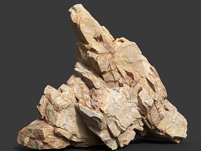 Natural Rock Formation With Rough Textured Surface And Layered Stone Structure Details 3d model