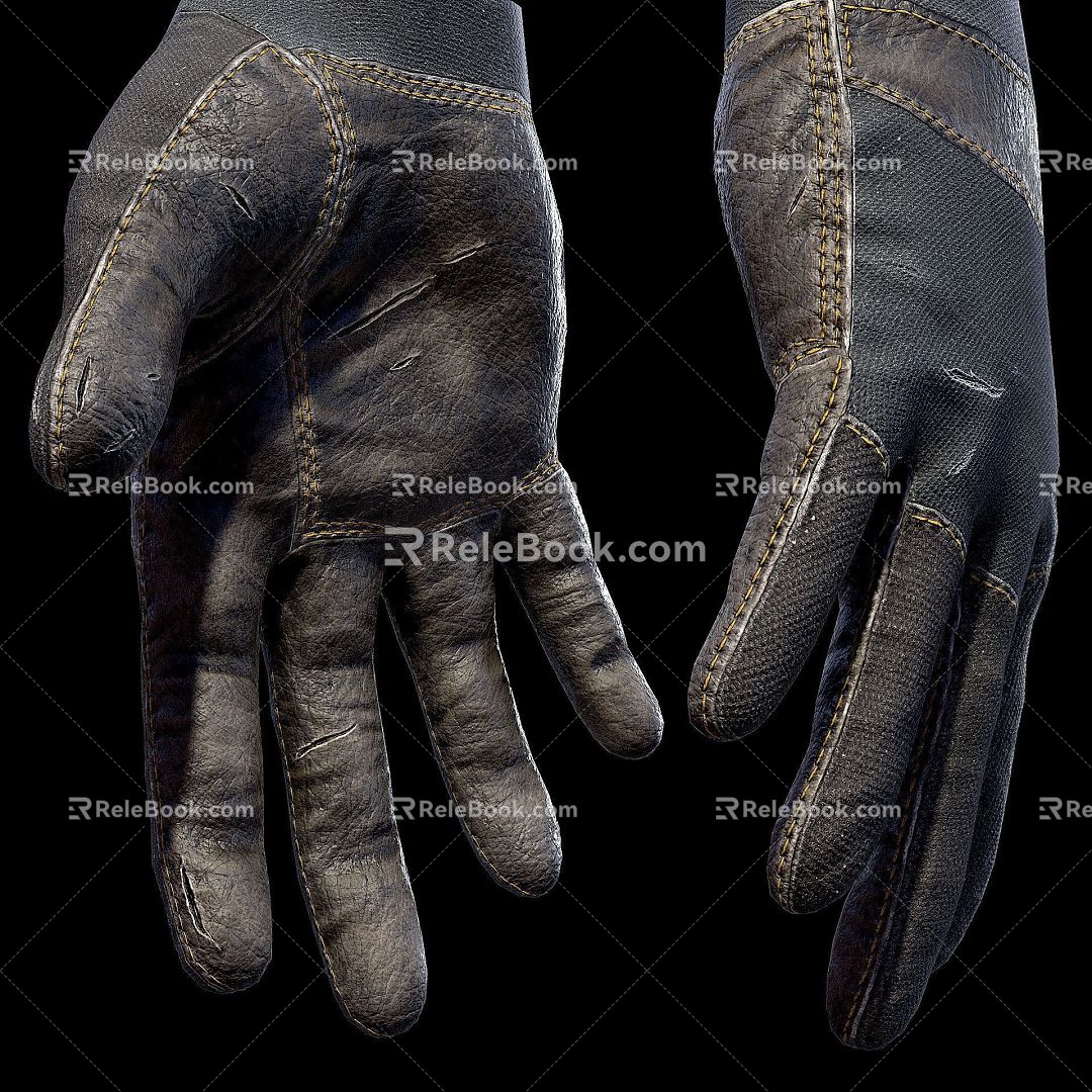 Gloves Realistic Gloves Industrial Gloves Leather Gloves Old Gloves 3d model