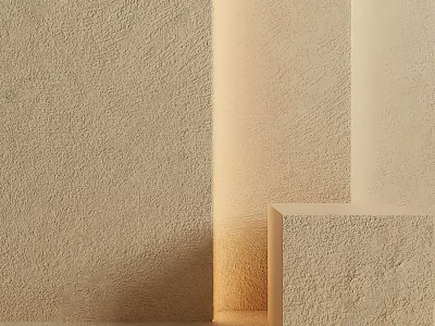 Modern Textured Beige Background Wall With Soft Lighting And Geometric Accents 3d model