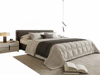 Modern Double Bedside Cabinet Bedside Chandelier 3d model
