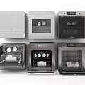Modern Kitchen Appliances Featuring Multiple Dishwashers With Open Doors Different Styles And Utensils Inside 3d model