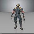 Wolverine Superhero 3D Model Character With Blue Yellow Costume And Metal Claws