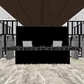 Modern Hotel Lobby Interior With Comfortable Seating Round Carpet And Decorative Walls