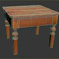 Vintage Wooden Small Table With Carved Legs And Square Solid Wood Top