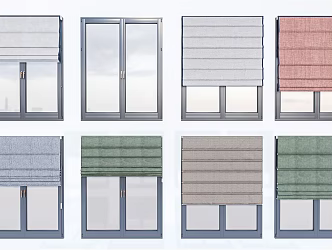 Modern venetian blinds curtain blinds sunshade fabric roller blinds curtain combination 3d model