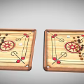 Set of Three Wooden Board Games with Colorful Markers and Pieces for Household Leisure