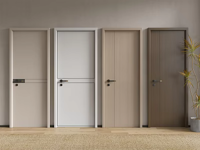 Modern Flush Doors In Various Colors For Interior Design And Home Decor 3d model