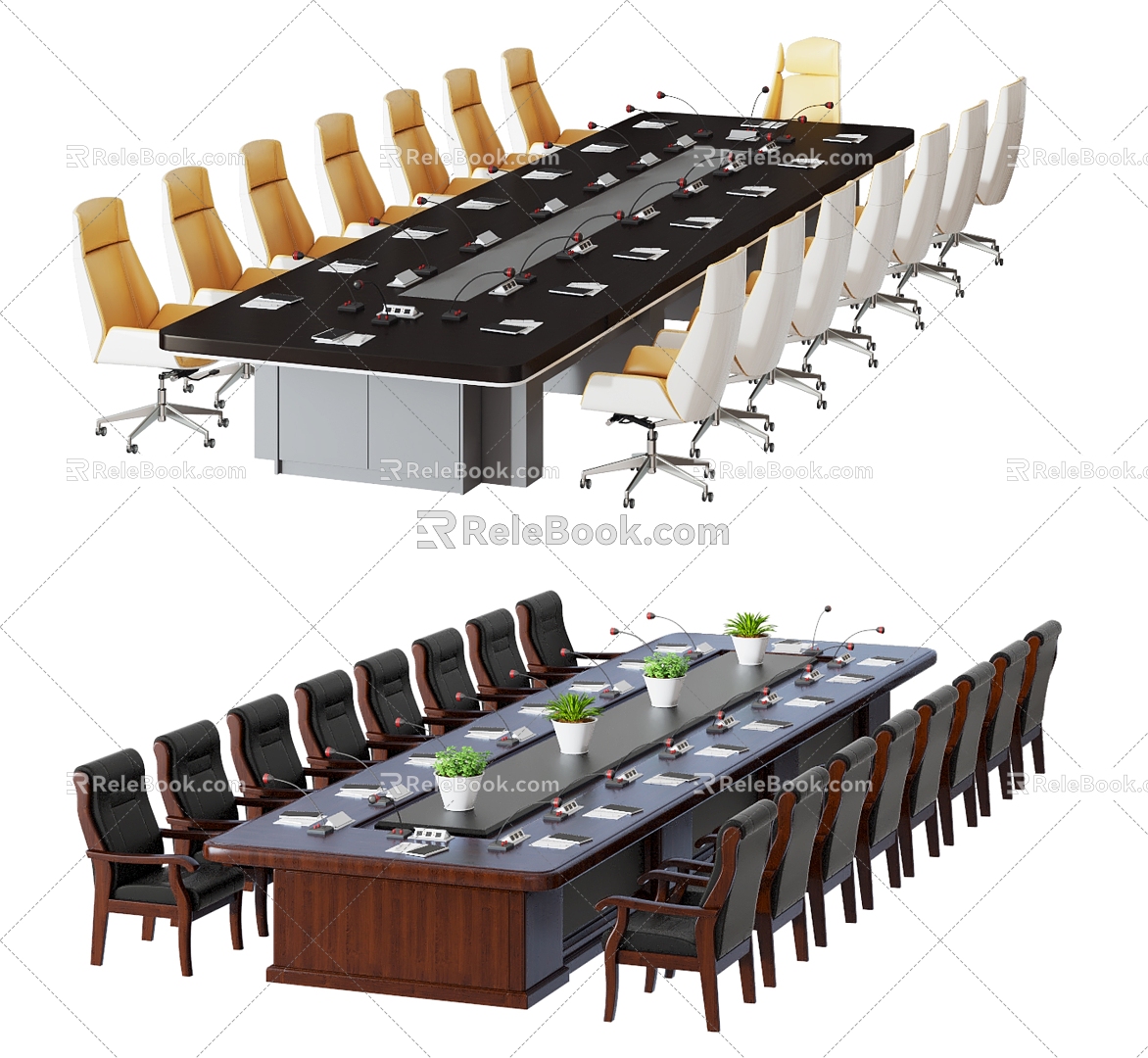 Modern office desk and chair combination 3d model