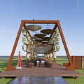 New Chinese Landscape Small Building Corridor Frame 3d model