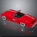 Red Vintage Convertible Car With Open Top White Stripes White Wheels And Number 53