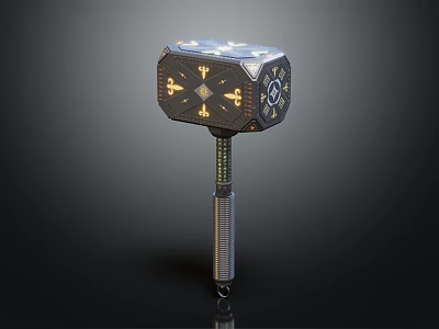 Metal Hardware Tool Hammer With Hexagonal Head And Decorative Spiral Handle Design 3d model