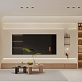 Modern Living and Dining Room Interior Design With TV Wall Storage Cabinets And Coffee Table