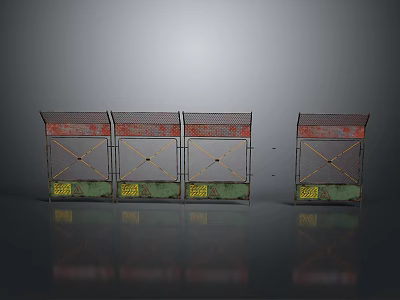 Colorful Metal Frame Construction Elements With Red Green Panels And Multiple Units 3d model