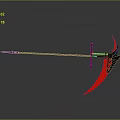 Black and Red Sickle Weapon with Long Handle Shiny Blade Modern Design