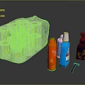 Household Supplies Including Silver Tissue Pack And Colorful Pump Bottles