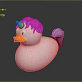 Playful Unicorn Duck Character With Pink Hair And Rainbow Horn Toy Design