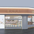 Modern Dessert Shop Interior With Wooden Walls Pastry Display Counters And Cashier Counter 3d model