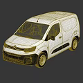 White Compact Cargo Van Featuring Modern Design Black Wheels And Reflective Surface