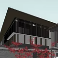 Modern Sales Office Building Architectural Design With Courtyard Greenery And Water Features