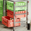 Mobile Metal Frame Storage Cabinet Rack With Green Red LATCHFORD Drawers