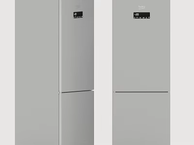 Two Modern Gray Double Door Refrigerators With Digital Temperature 3d model