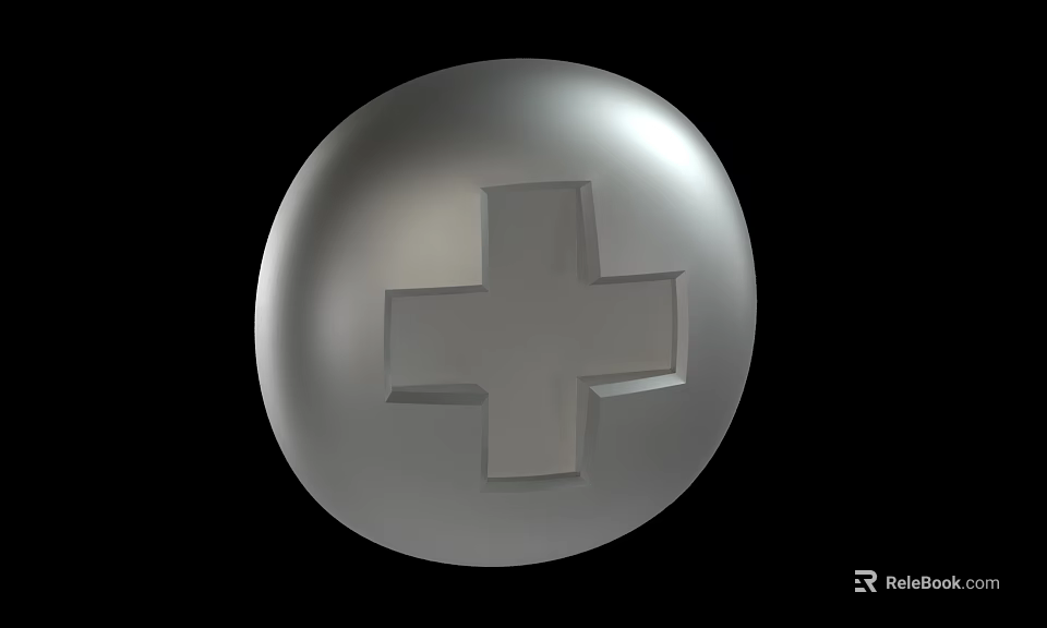 Metallic Silver Sphere With Cross Shaped Indentation On Black Background 3d model 
