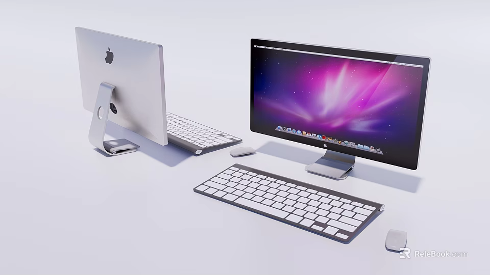 Apple iMac Desktop Computer Setup With Laptop Monitor Keyboard And Mouse 3d model 