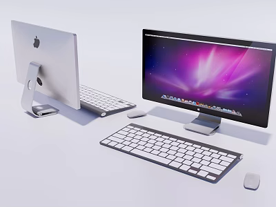Apple iMac Desktop Computer Setup With Laptop Monitor Keyboard And Mouse 3d model