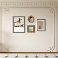 French background wall modeling wall plaster line component fireplace ornaments 3d model