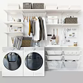 Efficient Bathroom Cabinet Rack With Washing Machines Dryers Shelves And Storage Baskets