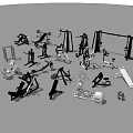 Diverse Sports Equipment Collection Including Fitness Machines Weights And Workout Tools For Home Gym