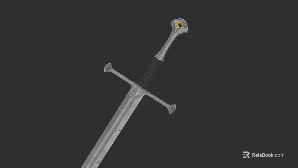 Medieval Steel Sword Weapon With Engraved Blade Crossguard And Decorative Pommel 3d model 