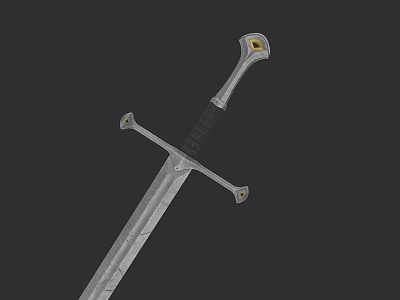 Medieval Steel Sword Weapon With Engraved Blade Crossguard And Decorative Pommel 3d model